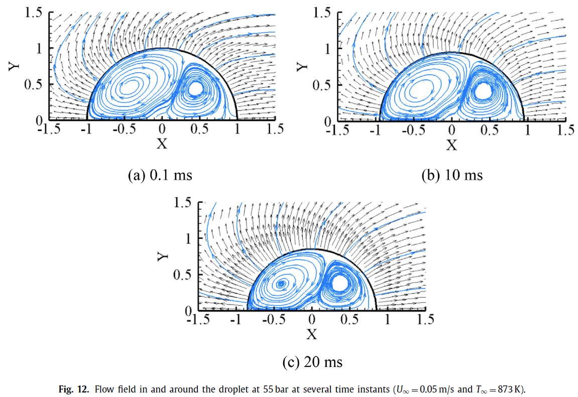 Two-phase transient simulations of evaporation characteristics of two-component liquid fuel droplets at high pressures